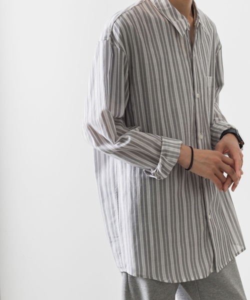 【未使用級】 TTT MSW KIMONO STRIPE SHIRT ストライプ TTT MSW 【値下げ】TTT KIMONO STRIPE SHIRT ホワイト サイズ：L
