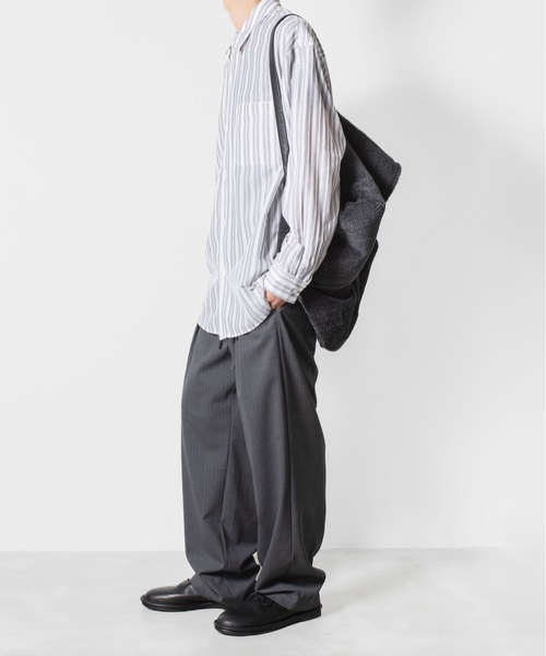 ATTACHMENT（アタッチメント）の「ストライプ レノクロス L/S シャツ / STRIPE LENO CLOTH L/S SHIRT（シャツ/ブラウス・メンズ・ブラック/ホワイト/グレー・3/2/1）」の14枚目の写真