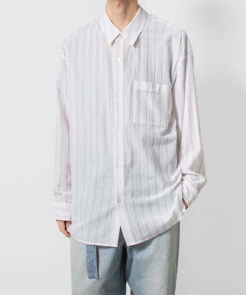 ATTACHMENT（アタッチメント）の「ストライプ レノクロス L/S シャツ / STRIPE LENO CLOTH L/S SHIRT（シャツ/ブラウス・メンズ・ブラック/ホワイト/グレー・3/2/1）」の17枚目の写真