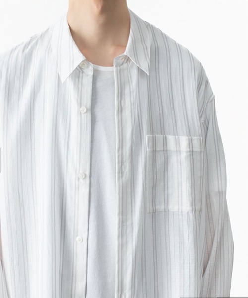 ATTACHMENT（アタッチメント）の「ストライプ レノクロス L/S シャツ / STRIPE LENO CLOTH L/S SHIRT（シャツ/ブラウス・メンズ・ブラック/ホワイト/グレー・3/2/1）」の15枚目の写真