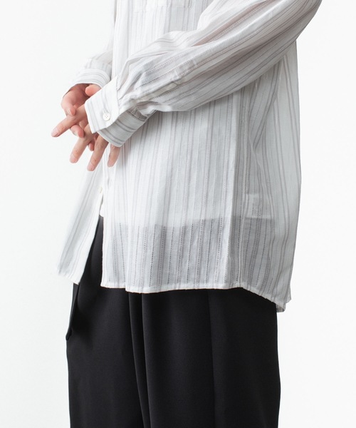 ATTACHMENT（アタッチメント）の「ストライプ レノクロス L/S シャツ / STRIPE LENO CLOTH L/S SHIRT（シャツ/ブラウス・メンズ・ブラック/ホワイト/グレー・3/2/1）」の16枚目の写真