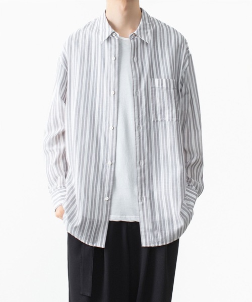 ATTACHMENT（アタッチメント）の「ストライプ レノクロス L/S シャツ / STRIPE LENO CLOTH L/S SHIRT（シャツ/ブラウス・メンズ・ブラック/ホワイト/グレー・3/2/1）」の18枚目の写真