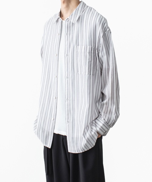 ATTACHMENT（アタッチメント）の「ストライプ レノクロス L/S シャツ / STRIPE LENO CLOTH L/S SHIRT（シャツ/ブラウス・メンズ・ブラック/ホワイト/グレー・3/2/1）」の19枚目の写真