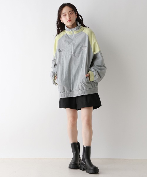 RAGEBLUE（レイジブルー）の「ルーズシルエット/配色ナイロンハーフジップ（スウェット・レディース・グレー/ブルー・FREE）」の3枚目の写真