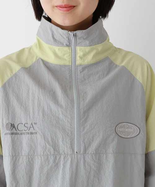 RAGEBLUE（レイジブルー）の「ルーズシルエット/配色ナイロンハーフジップ（スウェット・レディース・グレー/ブルー・FREE）」の18枚目の写真