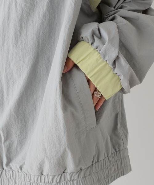 RAGEBLUE（レイジブルー）の「ルーズシルエット/配色ナイロンハーフジップ（スウェット・レディース・グレー/ブルー・FREE）」の20枚目の写真