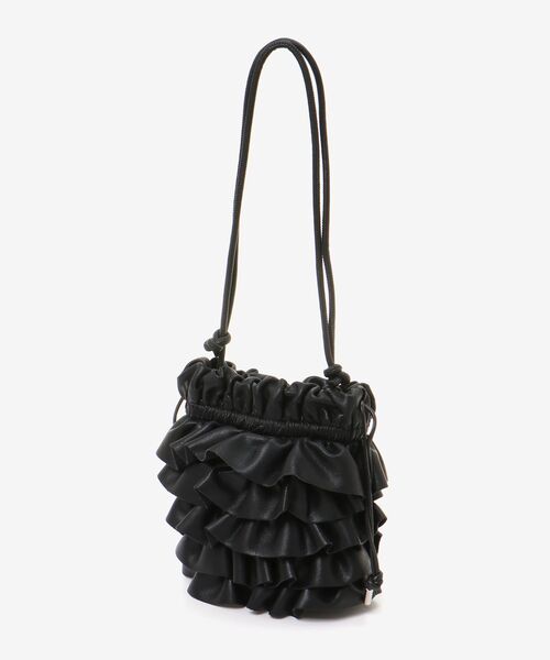 le.coeur blanc（ルクールブラン）の「PUフリルギャザーミニショルダー（ショルダーバッグ・レディース・ブラック/ベージュ・FREE）」の3枚目の写真