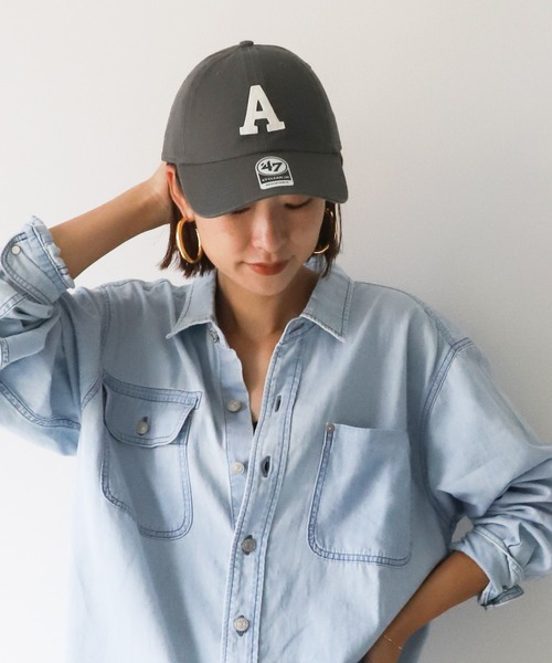 AMERICANA（アメリカーナ）の「【AMERICANA】別注-"A" ロゴワッペンCAP（キャップ・レディース・ネイビー/ダークグリーン/チャコールグレー/ワインレッド・FREE）」の2枚目の写真