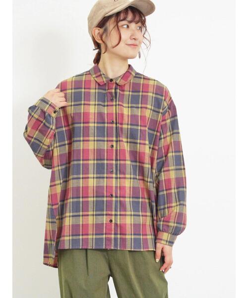 Samansa Mos2（サマンサ モスモス）の「【UV CUT】柄アソートシャツ（シャツ/ブラウス・レディース・グリーン/レッド/キナリ/ブルー/チャコールグレー・F）」の5枚目の写真