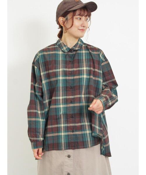 Samansa Mos2（サマンサ モスモス）の「【UV CUT】柄アソートシャツ（シャツ/ブラウス・レディース・グリーン/レッド/キナリ/ブルー/チャコールグレー・F）」の3枚目の写真