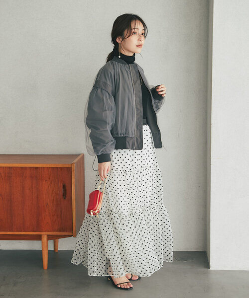 La boutique BonBon（ラブティックボンボン）の「チュールレイヤードブルゾン（ブルゾン・レディース・グレー・FREE）」の10枚目の写真