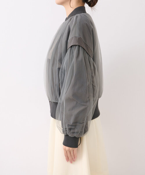 La boutique BonBon（ラブティックボンボン）の「チュールレイヤードブルゾン（ブルゾン・レディース・グレー・FREE）」の13枚目の写真