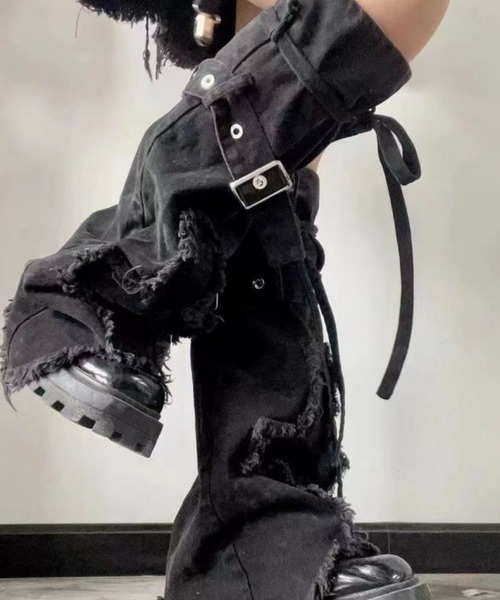 lilful（リルフル）の「ルーズソックス風 デニムレッグウォーマー（レッグウォーマー・レディース・ブルー/ブラック・F）」の15枚目の写真