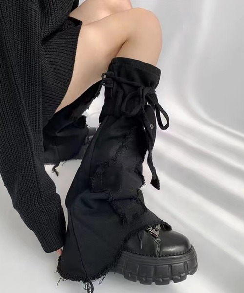 lilful（リルフル）の「ルーズソックス風 デニムレッグウォーマー（レッグウォーマー・レディース・ブルー/ブラック・F）」の17枚目の写真