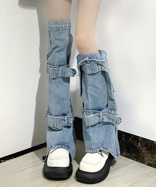 lilful（リルフル）の「ルーズソックス風 デニムレッグウォーマー（レッグウォーマー・レディース・ブルー/ブラック・F）」の10枚目の写真