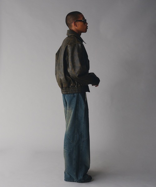 ANDER HUNK（アンダーハンク）の「Artificial Grain Flight Blouson/アーティフィカルグレインフライトブルゾン（ブルゾン・メンズ・ブラック/ブラウン・MEDIUM/LARGE）」の14枚目の写真