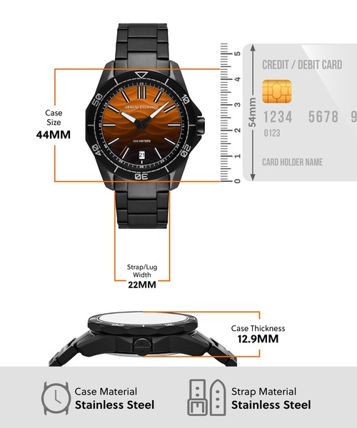ARMANI EXCHANGE(アルマーニエクスチェンジ)の「アルマーニ・エクスチェンジ 腕時計 メンズ アナログ ステンレス AX1964(アナログ腕時計・メンズ・ブラック・FREE)」の5枚目の写真