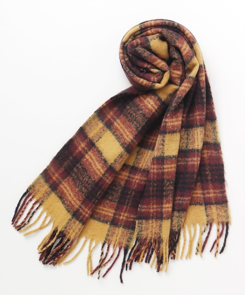 欧州航路(オウシュウコウロ)の「【欧州航路】モコチェックマフラー(マフラー・レディース・オリーブ/パープル/ブルー/ブラウン・FREE)」の1枚目の写真