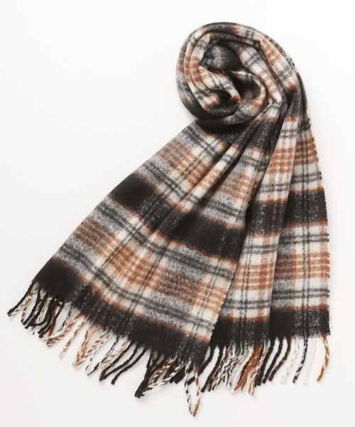 欧州航路(オウシュウコウロ)の「【欧州航路】モコチェックマフラー(マフラー・レディース・オリーブ/パープル/ブルー/ブラウン・FREE)」の2枚目の写真