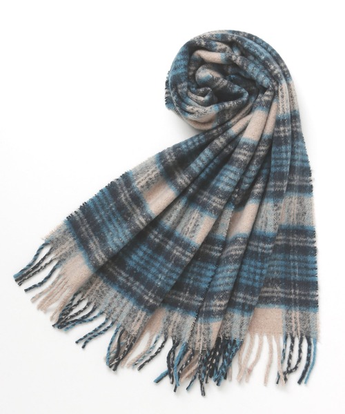 欧州航路(オウシュウコウロ)の「【欧州航路】モコチェックマフラー(マフラー・レディース・オリーブ/パープル/ブルー/ブラウン・FREE)」の4枚目の写真