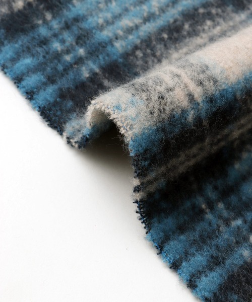 欧州航路(オウシュウコウロ)の「【欧州航路】モコチェックマフラー(マフラー・レディース・オリーブ/パープル/ブルー/ブラウン・FREE)」の8枚目の写真