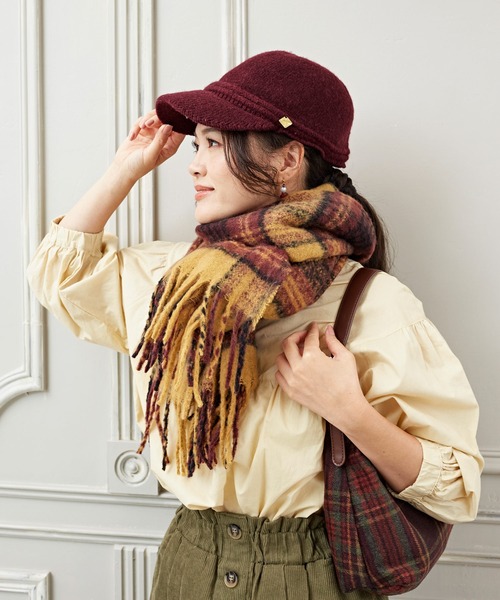 欧州航路(オウシュウコウロ)の「【欧州航路】モコチェックマフラー(マフラー・レディース・オリーブ/パープル/ブルー/ブラウン・FREE)」の11枚目の写真