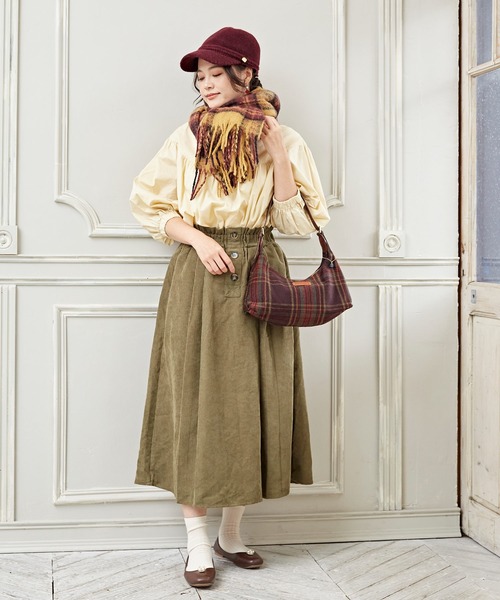 欧州航路(オウシュウコウロ)の「【欧州航路】モコチェックマフラー(マフラー・レディース・オリーブ/パープル/ブルー/ブラウン・FREE)」の12枚目の写真