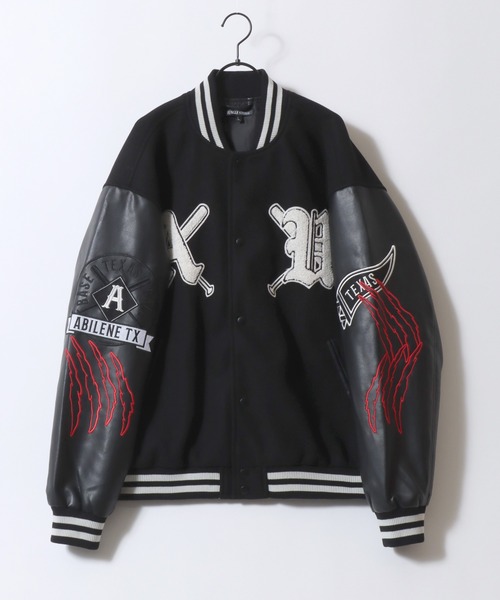 セール】Varsity Jacket/オーバーサイズ メルトン スタジャン ブルゾン