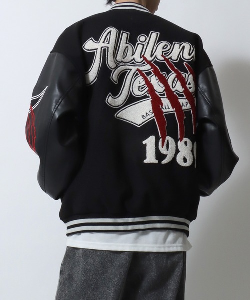 SITRY（シトリー）の「Varsity Jacket/オーバーサイズ メルトン スタジャン ブルゾン（スタジャン・メンズ・ブラック/ネイビー/ブラック系その他/ブルー系その他/イエロー/イエロー系その他/イエロー系その他2/ブラック系その他3/ブルー系その他3/ブルー系その他2/ブラック系その他2/イエロー系その他3・M/L/LL）」の16枚目の写真