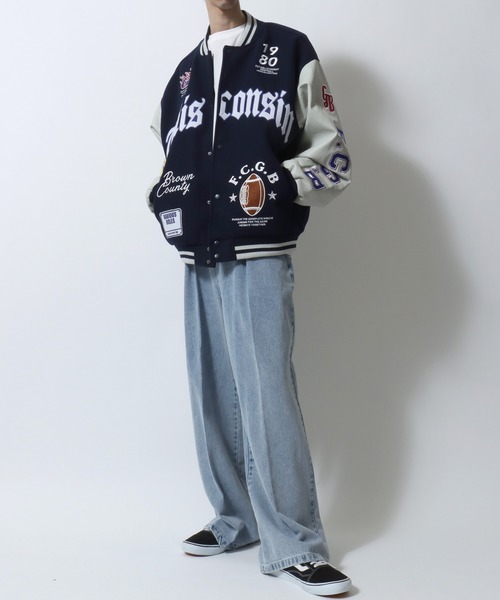 SITRY（シトリー）の「Varsity Jacket/オーバーサイズ メルトン スタジャン ブルゾン（スタジャン・メンズ・ブラック/ネイビー/ブラック系その他/ブルー系その他/イエロー/イエロー系その他/イエロー系その他2/ブラック系その他3/ブルー系その他3/ブルー系その他2/ブラック系その他2/イエロー系その他3・M/L/LL）」の19枚目の写真