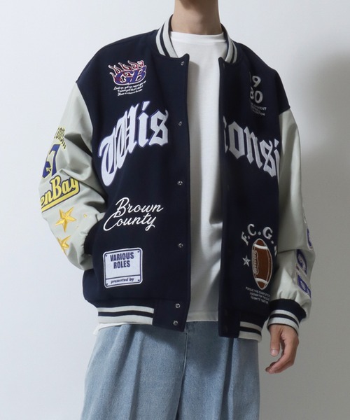 SITRY（シトリー）の「Varsity Jacket/オーバーサイズ メルトン スタジャン ブルゾン（スタジャン・メンズ・ブラック/ネイビー/ブラック系その他/ブルー系その他/イエロー/イエロー系その他/イエロー系その他2/ブラック系その他3/ブルー系その他3/ブルー系その他2/ブラック系その他2/イエロー系その他3・M/L/LL）」の18枚目の写真