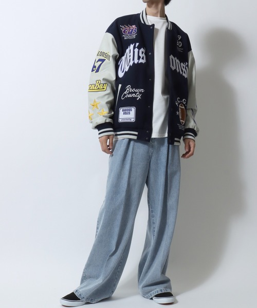 SITRY（シトリー）の「Varsity Jacket/オーバーサイズ メルトン スタジャン ブルゾン（スタジャン・メンズ・ブラック/ネイビー/ブラック系その他/ブルー系その他/イエロー/イエロー系その他/イエロー系その他2/ブラック系その他3/ブルー系その他3/ブルー系その他2/ブラック系その他2/イエロー系その他3・M/L/LL）」の20枚目の写真