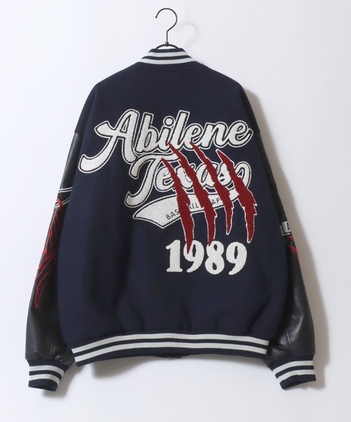 セール】Varsity Jacket/オーバーサイズ メルトン スタジャン ブルゾン