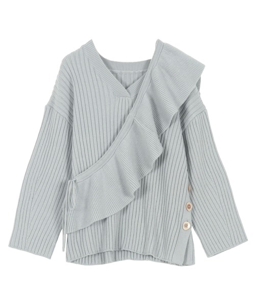 KOBE LETTUCE（コウベレタス）の「[ 田中亜希子さんコラボ ] 選べる2丈 2way付けフリルVネックニットプルオーバー（ニット/セーター・レディース・ブルー系/ベージュ系/ブラック/カーキ・PM/M）」の16枚目の写真