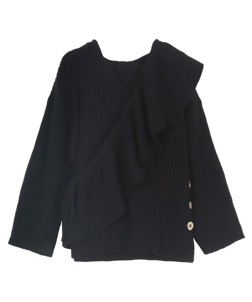 KOBE LETTUCE（コウベレタス）の「[ 田中亜希子さんコラボ ] 選べる2丈 2way付けフリルVネックニットプルオーバー（ニット/セーター・レディース・ブルー系/ベージュ系/ブラック/カーキ・PM/M）」の19枚目の写真