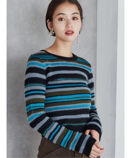 MURUA（ムルーア）の「シャギーミックスニット（ニット/セーター・レディース・パープル/ブラック/アイボリー・FREE）」の2枚目の写真