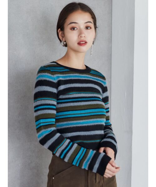 MURUA（ムルーア）の「シャギーミックスニット（ニット/セーター・レディース・パープル/ブラック/アイボリー・FREE）」の5枚目の写真