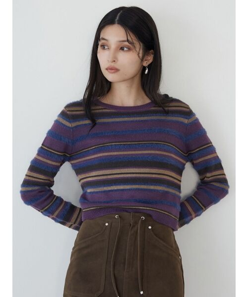 MURUA（ムルーア）の「シャギーミックスニット（ニット/セーター・レディース・パープル/ブラック/アイボリー・FREE）」の7枚目の写真