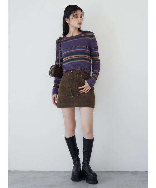 MURUA（ムルーア）の「シャギーミックスニット（ニット/セーター・レディース・パープル/ブラック/アイボリー・FREE）」の8枚目の写真