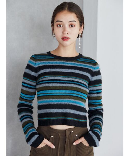 MURUA（ムルーア）の「シャギーミックスニット（ニット/セーター・レディース・パープル/ブラック/アイボリー・FREE）」の10枚目の写真