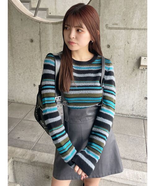 MURUA（ムルーア）の「シャギーミックスニット（ニット/セーター・レディース・パープル/ブラック/アイボリー・FREE）」の20枚目の写真