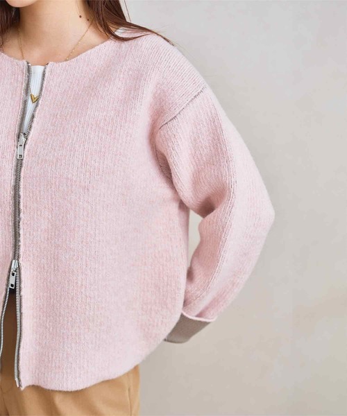 KOBE LETTUCE（コウベレタス）の「選べる2タイプ 配色ニット（ニット/セーター・レディース・グレー系/ベージュ系1/ベージュ系/ピンク系/グレー系1/ピンク系1・M/M1）」の12枚目の写真