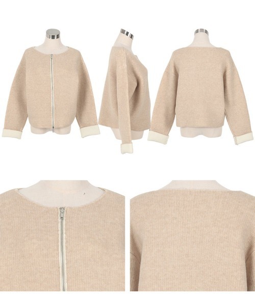 KOBE LETTUCE（コウベレタス）の「選べる2タイプ 配色ニット（ニット/セーター・レディース・グレー系/ベージュ系1/ベージュ系/ピンク系/グレー系1/ピンク系1・M/M1）」の15枚目の写真