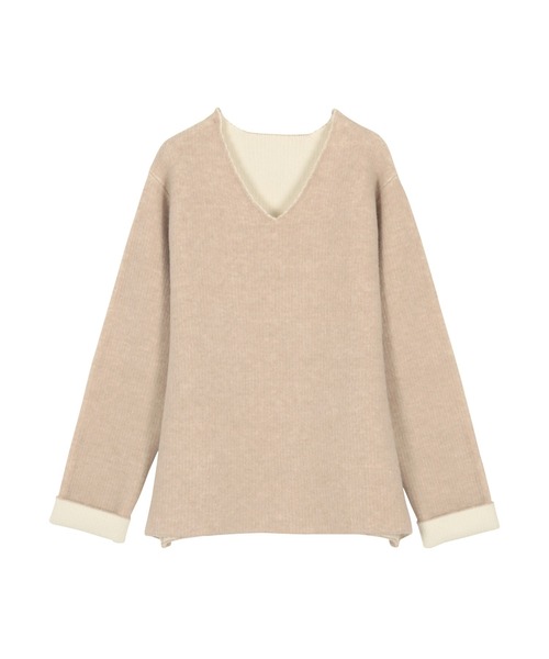 KOBE LETTUCE（コウベレタス）の「選べる2タイプ 配色ニット（ニット/セーター・レディース・グレー系/ベージュ系1/ベージュ系/ピンク系/グレー系1/ピンク系1・M/M1）」の21枚目の写真