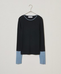 audrey and john wad | ウール混袖配色クルーネックニット(ニット/セーター)