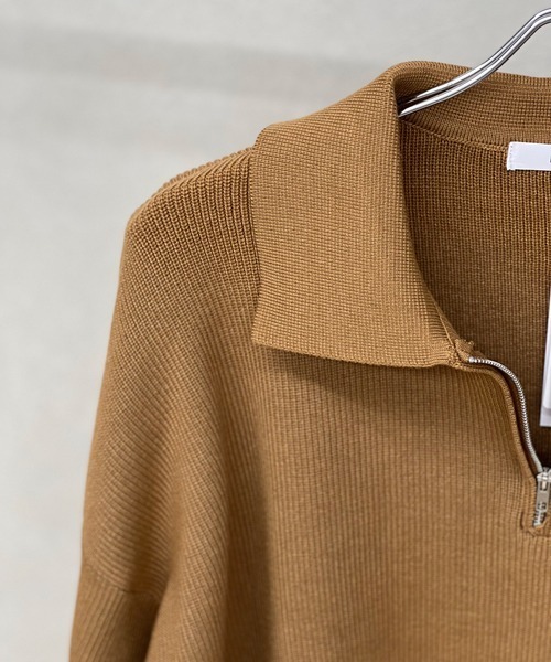 NOWLE（ノウル）の「【NOWLE】ポロネック ハーフジップ リブニット（ニット/セーター・メンズ・ベージュ/ブラック/グレー・MEDIUM/LARGE/X-LARGE）」の21枚目の写真