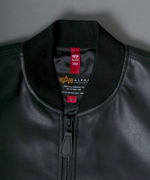 Alpha Industries(アルファインダストリーズ)の「ALPHA/アルファ FAKE LEATHER L-2B JACKET シンセティックレザージャケット(ブルゾン・メンズ・ブラック・L/XL/M)」の8枚目の写真