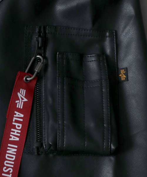 Alpha Industries(アルファインダストリーズ)の「ALPHA/アルファ FAKE LEATHER L-2B JACKET シンセティックレザージャケット(ブルゾン・メンズ・ブラック・L/XL/M)」の5枚目の写真