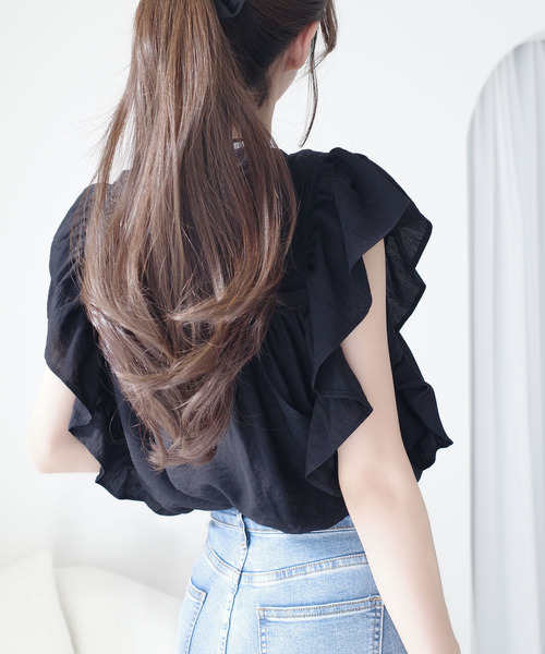 mily bilet(ミウィビレット)の「【mily bilet】大人可愛い♪レース使いリボンノースリブラウス(シャツ/ブラウス・レディース・ブルー/ブラック/ホワイト・X-LARGE/SMALL/MEDIUM/LARGE)」の14枚目の写真