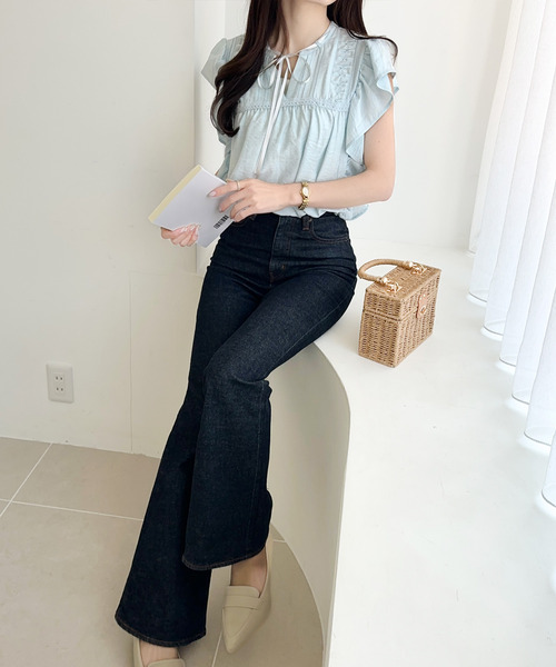 mily bilet(ミウィビレット)の「【mily bilet】大人可愛い♪レース使いリボンノースリブラウス(シャツ/ブラウス・レディース・ブルー/ブラック/ホワイト・X-LARGE/SMALL/MEDIUM/LARGE)」の20枚目の写真